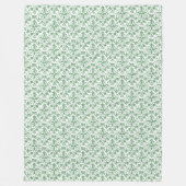 Periwinkle Green White Decorative Chic Floral Fleece Deken (Voorkant)