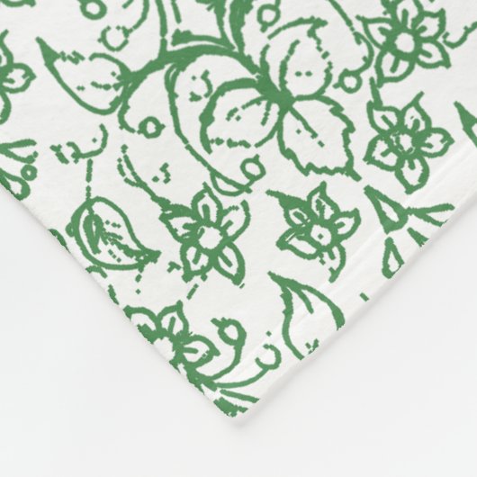 Periwinkle Green White Decorative Chic Floral Fleece Deken (Hoek)