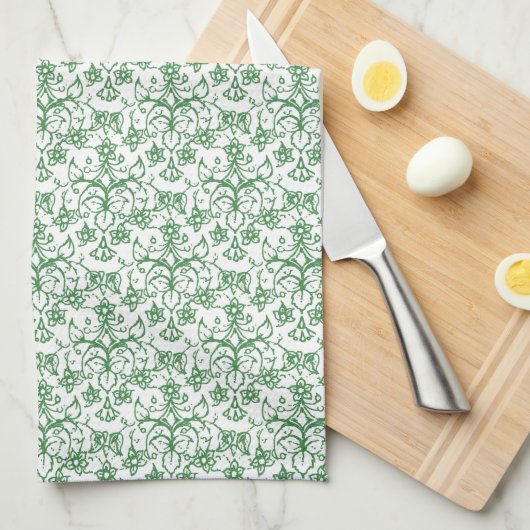Periwinkle Green White Decorative Chic Floral Theedoek (Quarter Fold)