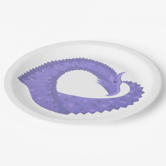 Periwinkle hartdraak op wit papieren bordje (Gekanteld)