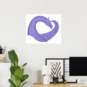Periwinkle hartdraak op wit poster (Thuiskantoor)