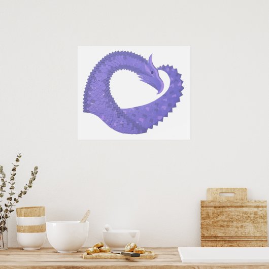 Periwinkle hartdraak op wit poster (Keuken)