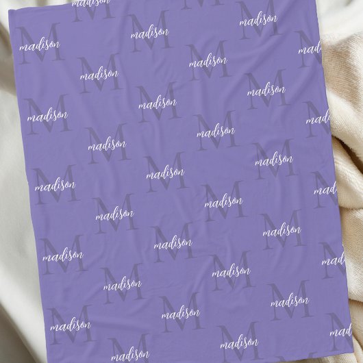 Periwinkle Herhalende Monogram Gepersonaliseerde N Fleece Deken