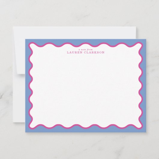 periwinkle & Hot Pink Wavy Border Note Card Kaart (Voorkant)