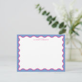 periwinkle & Hot Pink Wavy Border Note Card Kaart (Staand voorkant)