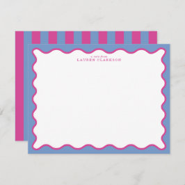 periwinkle & Hot Pink Wavy Border Note Card Kaart