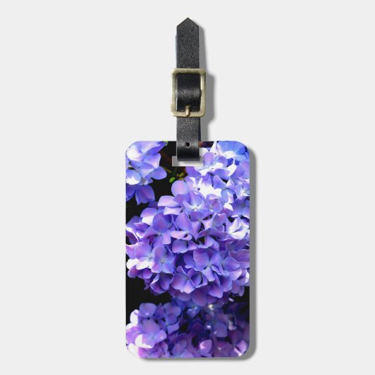 Periwinkle hydrangeas paardenbloemen blauwe bloeme bagagelabel (Voorkant verticaal)