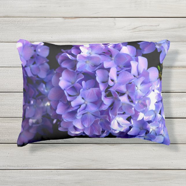 Periwinkle hydrangeas paardenbloemen blauwe bloeme buitenkussen (Voorkant)