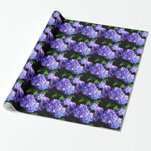 Periwinkle hydrangeas paardenbloemen blauwe bloeme cadeaupapier (Uitgerold)