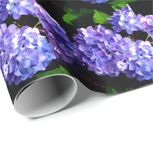 Periwinkle hydrangeas paardenbloemen blauwe bloeme cadeaupapier (Rol Hoek)