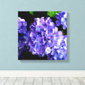 Periwinkle hydrangeas paardenbloemen blauwe bloeme canvas afdruk (Insitu (Houten vloer))