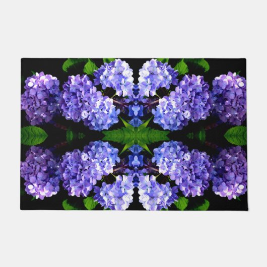 Periwinkle hydrangeas paardenbloemen blauwe bloeme deurmat (Voorkant)