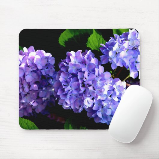 Periwinkle hydrangeas paardenbloemen blauwe bloeme muismat (Met muis)