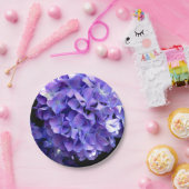 Periwinkle hydrangeas paardenbloemen blauwe bloeme papieren bordje (Feest)