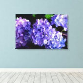 Periwinkle hydrangeas paarse blauwe bloem canvas afdruk (Insitu (Houten vloer))