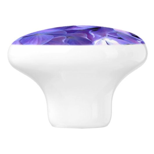 Periwinkle hydrangeas paarse blauwe bloem keramische knop (Zijkant)