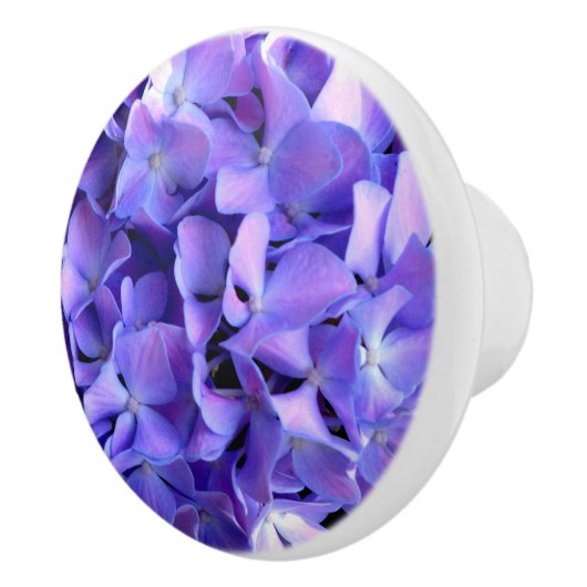 Periwinkle hydrangeas paarse blauwe bloem keramische knop (Rechts)