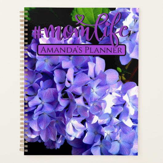 Periwinkle hydrangeas paarse blauwe bloem #momlife planner (Voorkant)