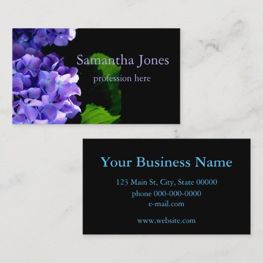 Periwinkle hydrangeas paarse blauwe bloem visitekaartje (Voorkant / Achterkant)