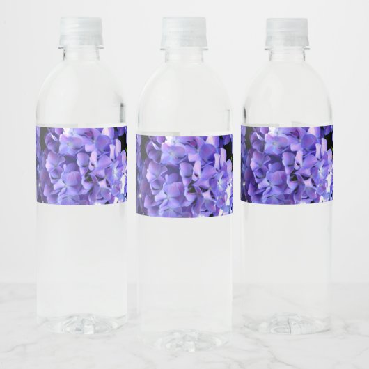 Periwinkle hydrangeas paarse blauwe bloem waterfles etiket (Flessen)