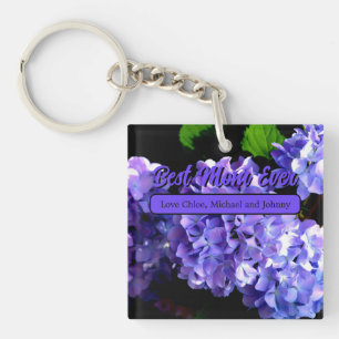 Periwinkle hydrangeas paarse blauwe bloemen beste  sleutelhanger