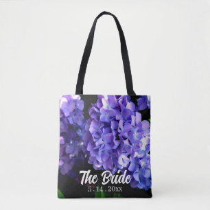 Periwinkle hydrangeas paarse blauwe bloemen Bride Tote Bag