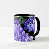 Periwinkle hydrangeas paarse blauwe bloemen voor t mok (Voorkant rechts)
