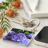 Periwinkle hydrangeas paarse blauwe bloemen voor t sleutelhanger (Voorkant Rechts)