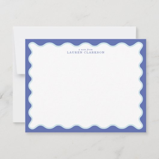 Periwinkle & Icy Blue Wavy Border Note Card Kaart (Voorkant)