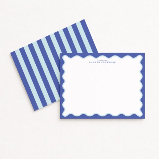 Periwinkle & Icy Blue Wavy Border Note Card Kaart
