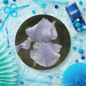 Periwinkle Iris Bloemen met regendruppels Papieren Bordje (Feest)
