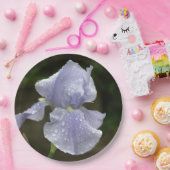 Periwinkle Iris Bloemen met regendruppels Papieren Bordje (Feest)