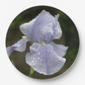 Periwinkle Iris Bloemen met regendruppels Papieren Bordje (Voorkant)