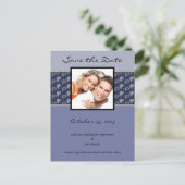 Periwinkle Ivory Paisley bewaart de datum waarop j Aankondigingskaart (Staand voorkant)