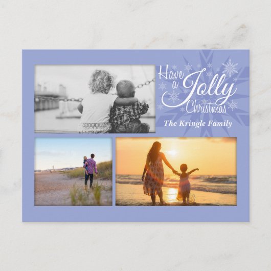 Periwinkle Jolly Briefkaart kerstfoto's (Voorkant)