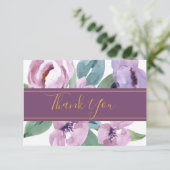 Periwinkle Joy Paars Pink Floral Romantic Wedding Bedankkaart (Staand voorkant)