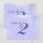 Periwinkle Kanji Love Swirl Wedding Table Number Briefkaart (Voorkant / Achterkant)