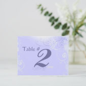 Periwinkle Kanji Love Swirl Wedding Table Number Briefkaart (Staand voorkant)