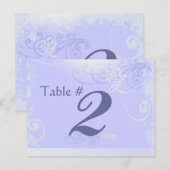 Periwinkle Kanji Love Swirl Wedding Table Number Briefkaart (Voorkant / Achterkant)
