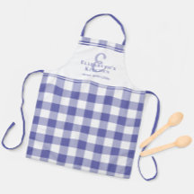 Periwinkle Kitchen Monogram Naam Gingham Check
