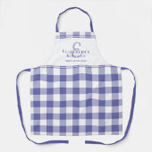 Periwinkle Kitchen Monogram Naam Gingham Check Schort (Voorkant)