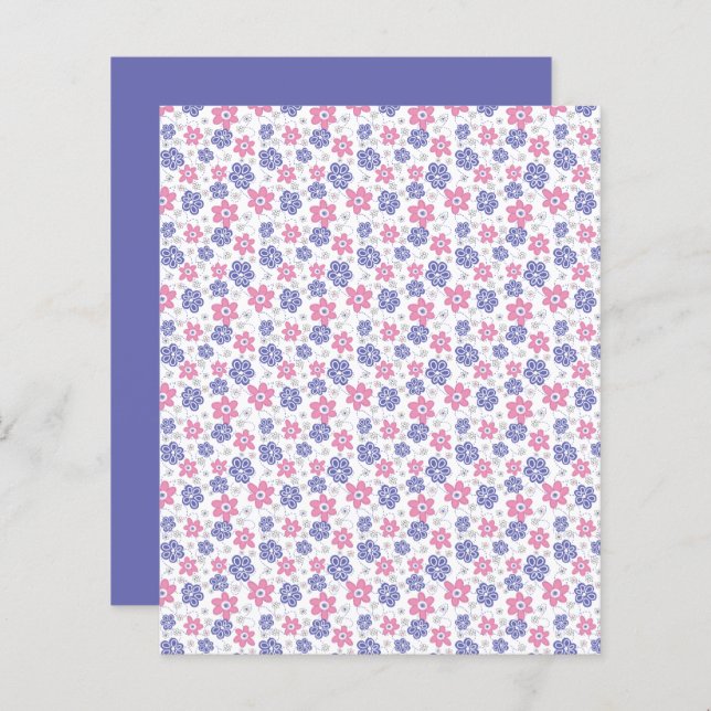 Periwinkle Lavender Pink Flowers Scrapbook Paper (Voorkant / Achterkant)