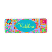 Periwinkle Lavender Quilt Patchwork Blocks Art Etiket (Voorkant)