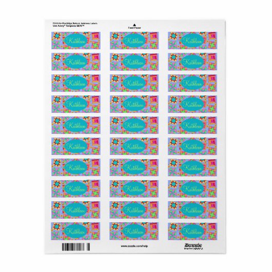 Periwinkle Lavender Quilt Patchwork Blocks Art Etiket (Full Sheet)