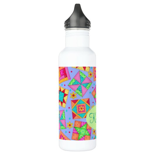 Periwinkle Lavender Quilt Patchwork Blocks Art Waterfles (Links)