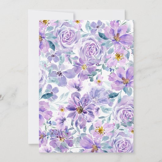 Periwinkle Lila Peony Wreath Brunch en Bubble in Kaart (Achterkant)