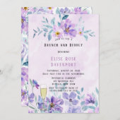 Periwinkle Lila Peony Wreath Brunch en Bubble in Kaart (Voorkant / Achterkant)