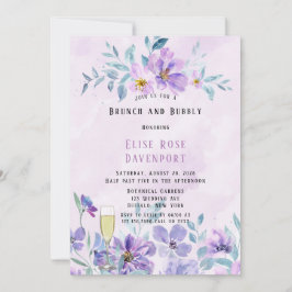 Periwinkle Lila Peony Wreath Brunch en Bubble in Kaart