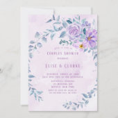 Periwinkle Lila Peony Wreath Couples Shower Kaart (Voorkant)