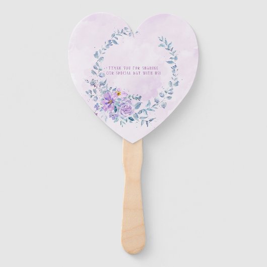 Periwinkle Lila Peony Wreath Weddenschap Custom Handwaaier (Achterkant)